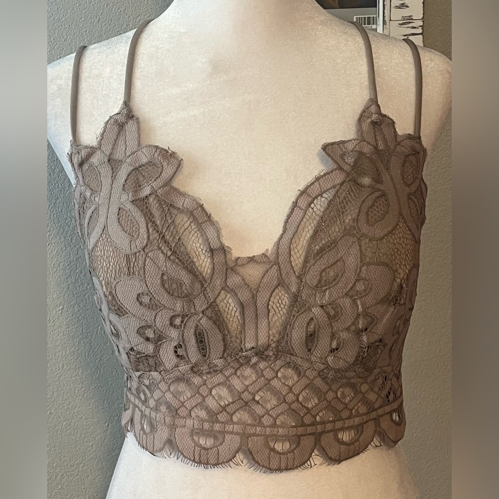 Zenana Women's Lace Bralette Ash Mocha new in bag various plus sizes